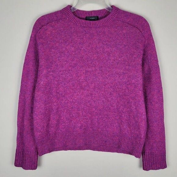 J. Crew Size S Relaxed Saddle Sleeve Crewneck Sweater Merino Alpaca Fuchsia - Picture 3 of 11